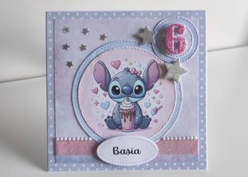 Personalizowana Kartka ręcznie robiona na urodziny Stich