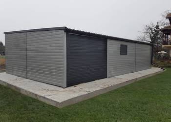 Blaszany garaż 6×10m – srebrny/ ciemny grafit