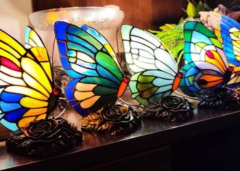 Lampki nocne witrażowe motyle