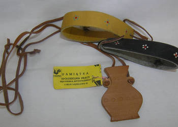 bransoletki i zawieszka dzbanuszek skóra vintage CEPELIA/PTTK
