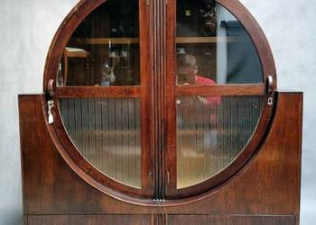 Witryna Art Deco, okrągła, fornir dębowy (nr 9015)