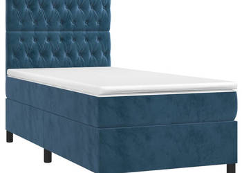 Łóżko kontynentalne materac i LED niebieski aksamit 100x200cm WM-3136291