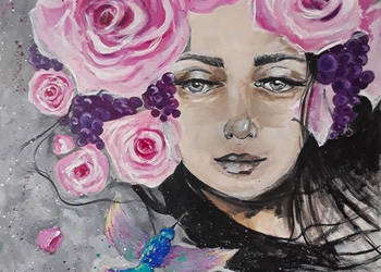 "KOLIBER" obraz akrylowy 130x110cm artystki Adriany Laube