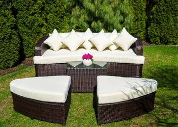 Zestaw ogrodowy sofa technorattan Alessia brąz, szary