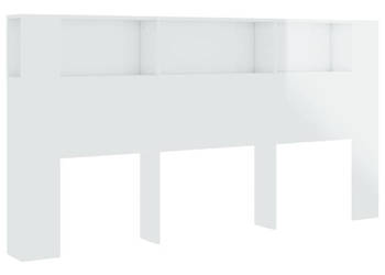 Wezgłowie łóżka z półkami biel z połyskiem 200x185x1045 cm WM-811958