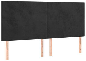 Zagłówek do łóżka z LED czarny 200x5x118/128 cm aksamit WM-3122212