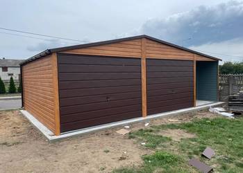 Garaż Blaszany dwustanowiskowy 8x6 wiata drewnopodobny CAŁA POLSKA