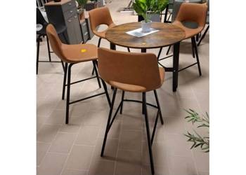 4x stołki barowe z oparciem hokery taboret industrialne eco skóra brąz