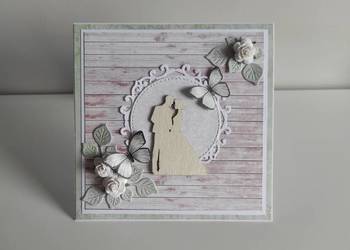 Kartka okolicznościowa ręcznie robiona na ślub motylki