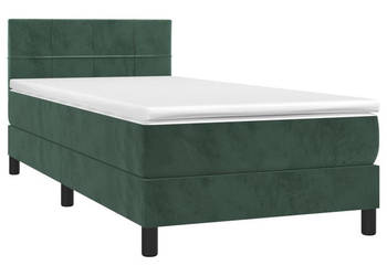 Łóżko kontynentalne z materacem i LED zielony aksamit 90x190 cm WM-3134378