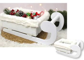 sanki z futerkiem dekoracyjne kolor biały