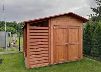 Domek narzędziowy 2 x 3m, podwójne drzwi + drewutnia 1,1 x3m