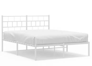 Łóżko Metalowe Białe Rama Łóżka Ze Stelażem Biała 140x190 cm WM-355708