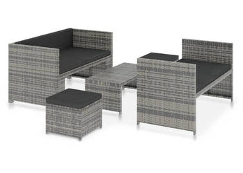 5-cz. zestaw wypoczynkowy do ogrodu poduszki rattan PE szary WM-48134