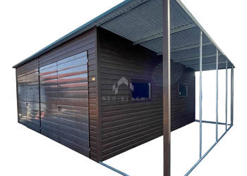 Garaż blaszany 7x6m + wiata 1,6m 2x Brama dwuskrzydłowa 2x okno NB455