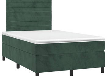 Łóżko kontynentalne z materacem i LED zielony aksamit 120x200cm WM-3136176