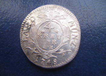 Stare monety 4 krajcary 1748 Hesja Niemcy srebro