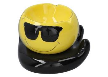 Żółta Ceramiczna Popielniczka Buźka z Okularach- Emoji z Charakterem