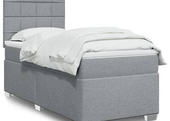 Łóżko kontynentalne z materacem jasnoszare tkanina 80x200 cm WM-3290315