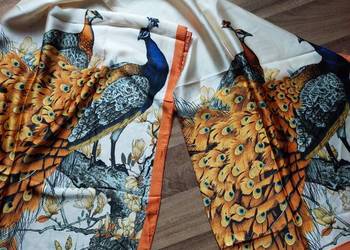 Duży  nowy szal  wiskoza i jedwab - paw 90x190cm