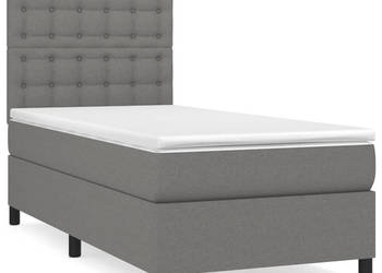 Łóżko kontynentalne z materacem ciemnoszara tkanina 100x200 cm WM-3142074