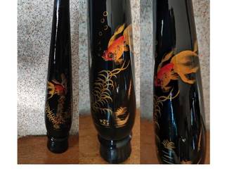 prl vintage wazon flakon amfora z laki ryby rośliny ukwiały japoński