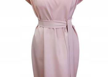 Sukienka z paskiem Zwężana ku dołowi Krótszy przód rozm 44 biust 112 cm