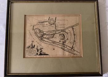 Antyczna Mapa Rycina XVII Wiek Liège Belgia 1szt Oryginalny Miedzioryt