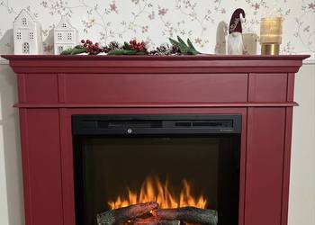 Kominek Star drewniany burgund wkład grzewczy dimplex HIT