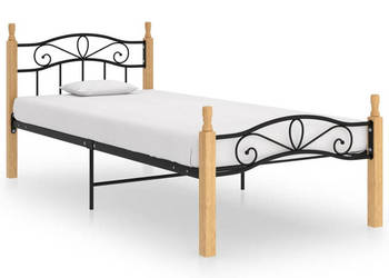 Łóżko Metalowe Czarne Rama Łóżka Ze Stelażem 90x200 cm WM-324911