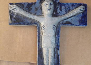 Krzyż krucyfiks ceramiczny ręcznie wykonany