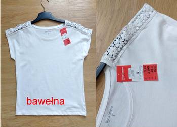 Bluzka biała T-shirt S 36 Inextenso bawełna Nowa z metką