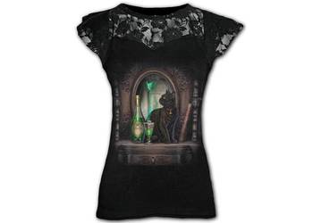 Koszulka damska  gotyk punk koronki czarny kot r. M-L-XXL