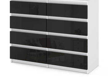 Komoda Nowoczesna 8 Szuflad Hugo Szafka Rtv 120cm Biały Mat Czarny Połysk