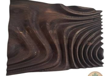 Płaskorzeźba drewniana - fale wody, dekoracja ścienna