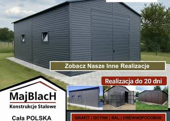 Garaż Blaszany Grafitowy | Montaż Gratis | Wiata | PRODUCENT Maj-BlacH