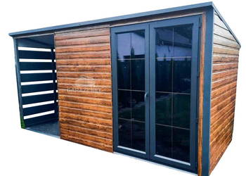 SCHOWEK - DOMEK OGRODOWY 3M X 2M + WIATA 1,5M SPAD W TYŁ 3X2 GB299