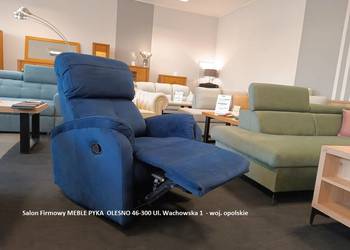 Fotel MAGNETT z Funkcjami Relax Tkanina Granatowa Wyprzedaż -50% PRODUCENT