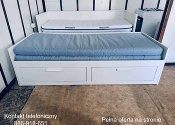 IKEA BRIMNES Leżanka Łóżko z 2 szufladami, 2 materace ,białe Transport