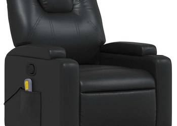 vidaXL Rozkładany fotel masujący, czarny, sztuczna skóra(SKU:372396)