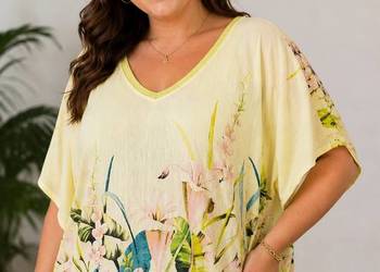 Tunika damska PLUS SIZE z kwiatowym nadrukiem bawełna, biust-198CM