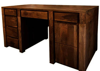 PRZECENA Duże biurko 160x80 cm z drewna mango ciepły brąz