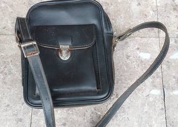 Stara skórzana torba kontrolera mała PRL