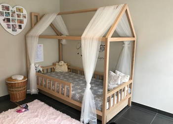 Dębowe łóżko domek dziecięce 160 x 80