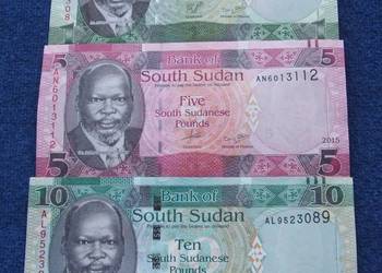 SUDAN POŁUDN. Kolekcjonerskie Banknoty Zestaw - 3 sztuki UNC