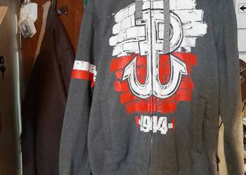 Bluza z kapturem Szara ładna dobrej marki