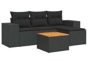 5-cz. zestaw wypoczynkowy do ogrodu poduszki czarny rattan PE WM-3225411