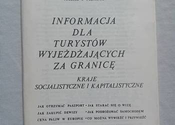 Broszura - Informacja dla turystów wyjeżdżających za granicę. COIT, 1986 r.