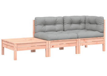 Sofa ogrodowa z poduszkami i podnóżkiem drewno daglezjowe WM-838187