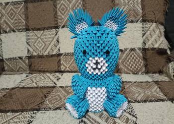 Duży Miś Niebieski Origami Modułowe 3D